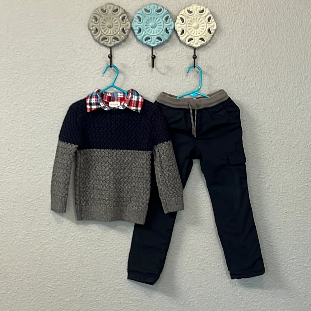 Cat & Jack Boys 4T Navy Blue Sweater & Pants Set